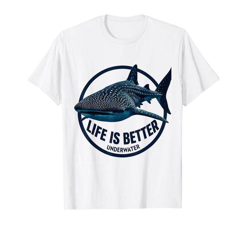 Mademark Life Is Better Underwater Whale Shark Design T-Shirt - White