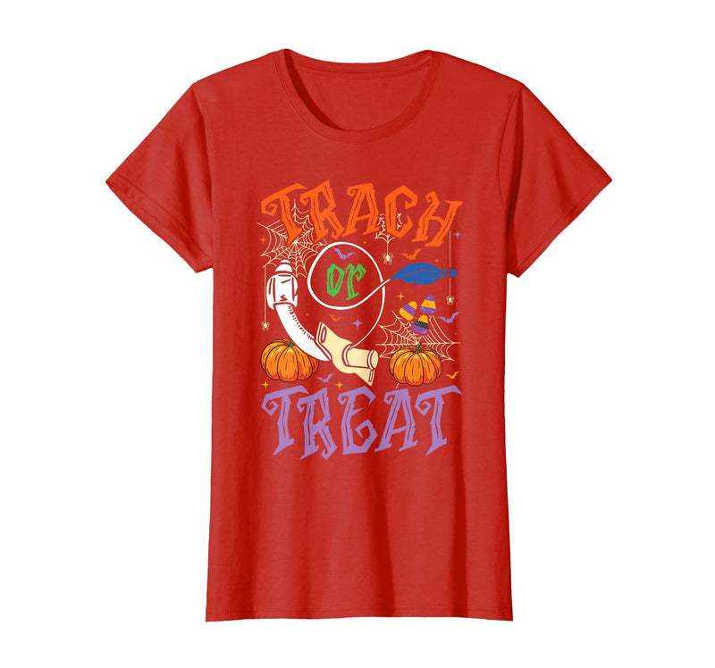 Trach or Treat ICU RN Halloween Nurse Tees Respiratory Therapist Trach or Treat ICU RN Halloween Nurse T-Shirt - Red