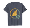 Mademark Hawaiian Shark Fin Turquoise Ocean Waves Design T-Shirt - Heather Blue