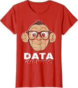 Data Monkey Data Evaluator Code Programmer T-Shirt - Red