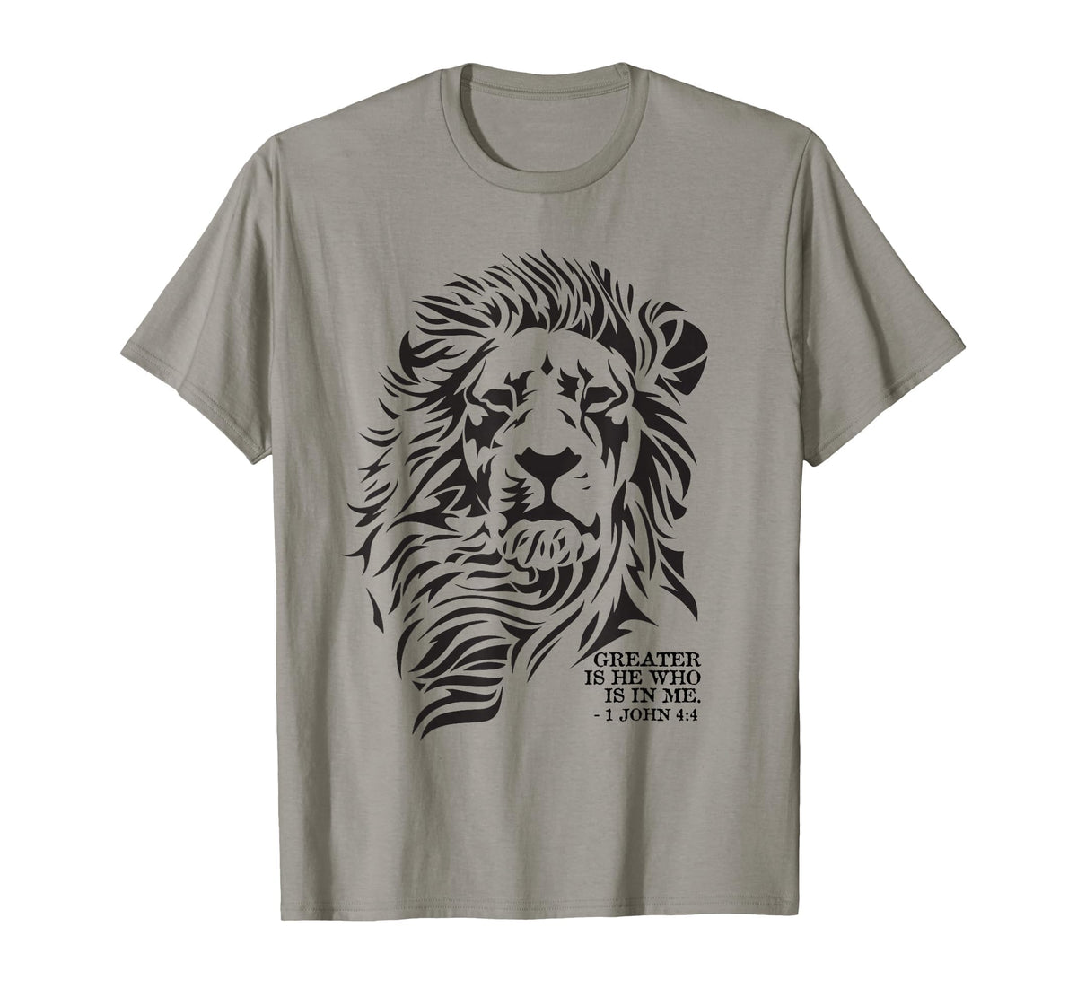 Christian Faith Apparel Lion of Judah Greater is He T-Shirt - Slate Grey