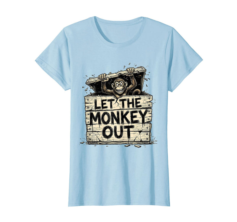 Mademark Let the Monkey Out Wild Primate Graphic Design T-Shirt - Women - Baby Blue