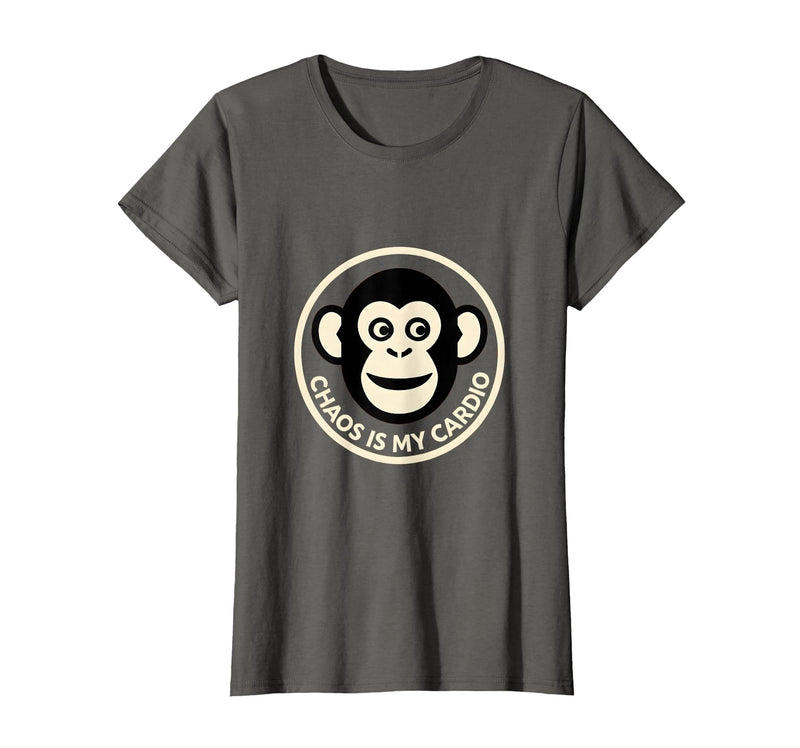 Mademark Chaos Is My Cardio Funny Monkey Design T-Shirt - Women - Asphalt Grey