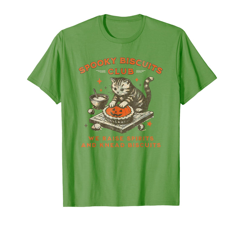 spooky biscuits club shirt Spooky Biscuits Club we Raise Spirits and Knead Biscuits T-Shirt - Grass Green