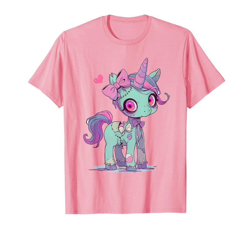 Kawaii Pastel Goth Creepy Cute Witchy Halloween Ts Kawaii Pastel Goth Creepy Cute Witchy Zombie Unicorn T-Shirt - Pink