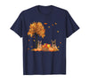 Funny German Shepherd Thanksgiving Halloween German Shepherd Autumn Leaf Fall Dog Thanksgiving Halloween T-Shirt - Navy Blue