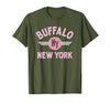 133 Apparel Buffalo NY Buffalo New York Circle NY Pink Print T-Shirt - Olive Green