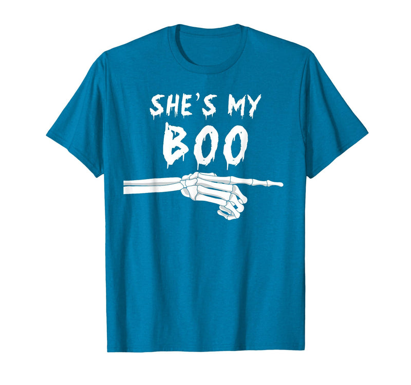 Miftees Matching Halloween Tees She's My Boo Matching Halloween Costume She's My Boo T-Shirt - Sapphire Blue