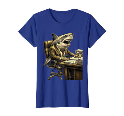 Shark At The Office Desk Funny Adult Humor T-Shirt