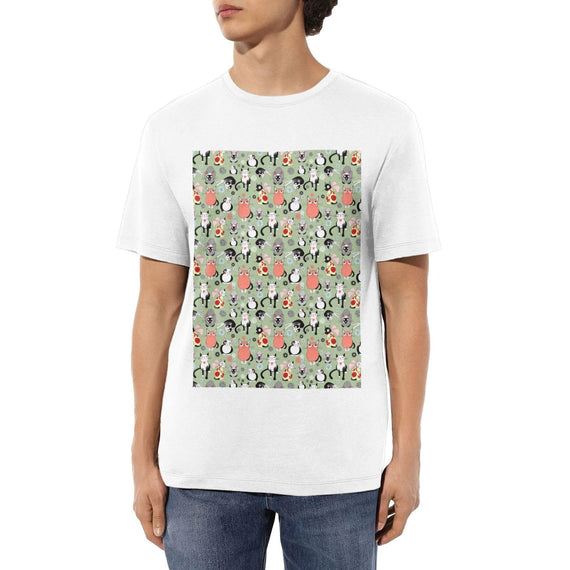 LIXLZH Lovely Cartoon Cats Print Softness Short Sleeve T-Shirt Crew Neck T-Shirts Everyday Casual Wear Gym Sessions White - As Pictured