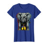 Mademark Funny Elephant Hiding Behind Tiny Tree T-Shirt - Women - Royal Blue
