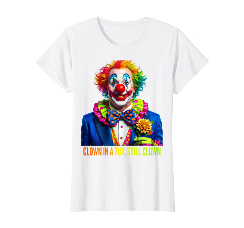 Mademark Clown In A Tux, Still Clown Design T-Shirt - White