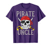 Pirate Family Apparel Pirate Uncle Jolly Roger Flag Skull Family Pirates T-Shirt - Purple