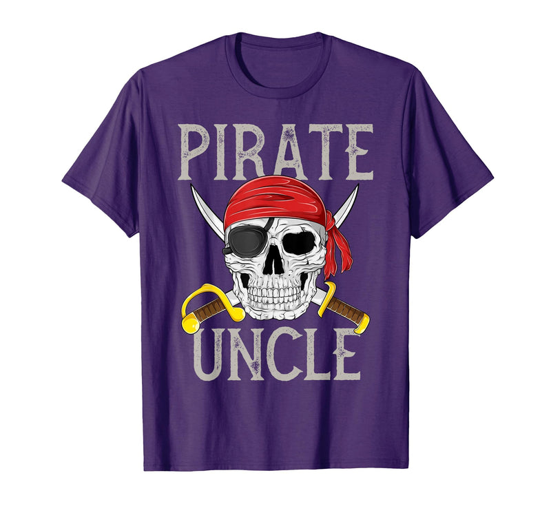 Pirate Family Apparel Pirate Uncle Jolly Roger Flag Skull Family Pirates T-Shirt - Purple