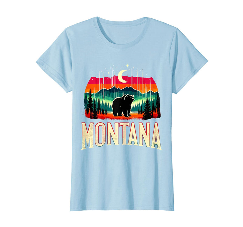 Grizzly Bear Mountain Forrest Nature Montana Grizzly Bear Mountain T-Shirt - Baby Blue