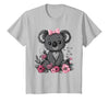 We Love Koalas - Kids Apparel Co. Koala Kawaii Koala Bear Pink Bow Flowers Girls Kids T-Shirt - Silver Grey
