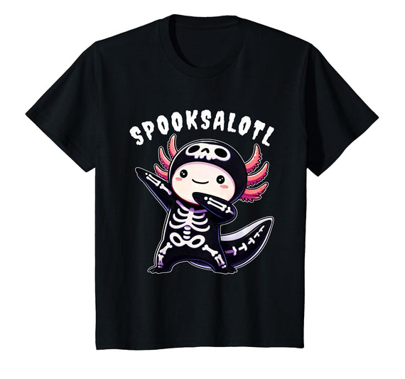 Halloween Axolotl Spooksalotl Designs Boys Girls Funny Axolotl Halloween Shirt for Kids Boys Girls Youth T-Shirt - Black