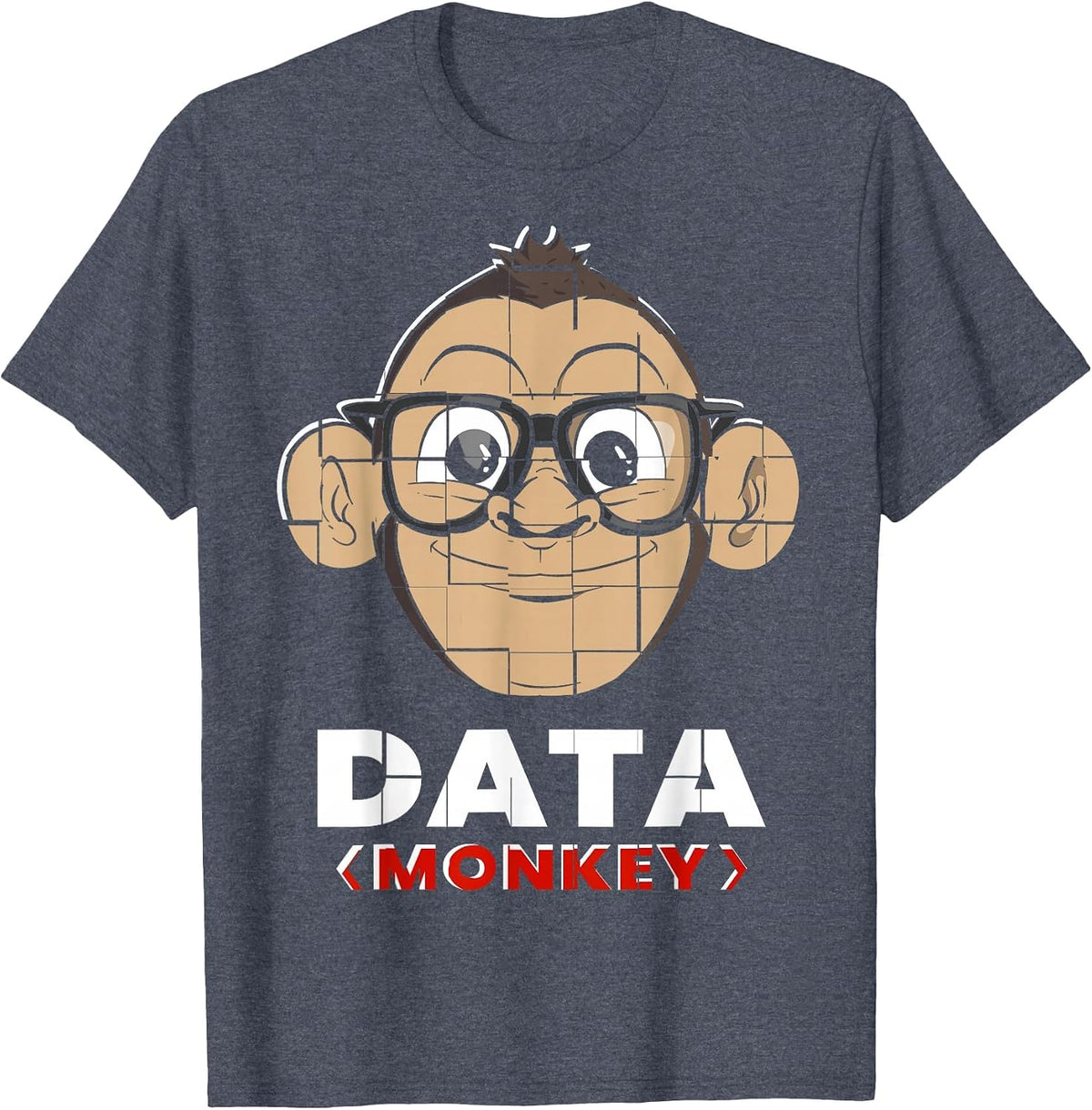 Data Monkey Data Evaluator Code Programmer T-Shirt - Heather Blue