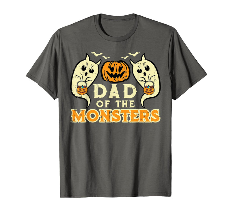 Mens Halloween Shirts For Dad Daddy Papa Men Halloween Dad of Monsters Funny Family Costume Papa Daddy T-Shirt - Asphalt Grey