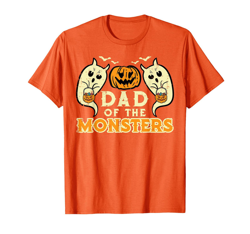 Mens Halloween Shirts For Dad Daddy Papa Men Halloween Dad of Monsters Funny Family Costume Papa Daddy T-Shirt - Orange