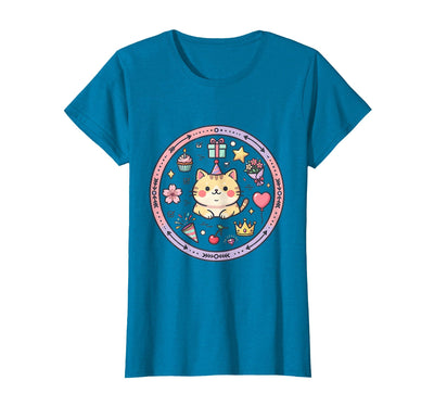 Mademark Cute Birthday Cat with Party Hat Illustration T-Shirt