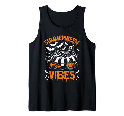 Summerween Vibes Summer Halloween Apparel Summerween Vibes Skeleton Float Summer Halloween Tank Top