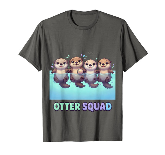 Mademark Men's Otter Squad Cute Kawaii Sea Otter Lover Humor T-Shirt - Asphalt Grey