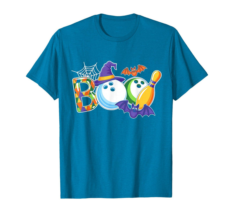 Bowling Boo Creepy Halloween Costume Pumpkin Bowling Lover T-Shirt - Sapphire Blue