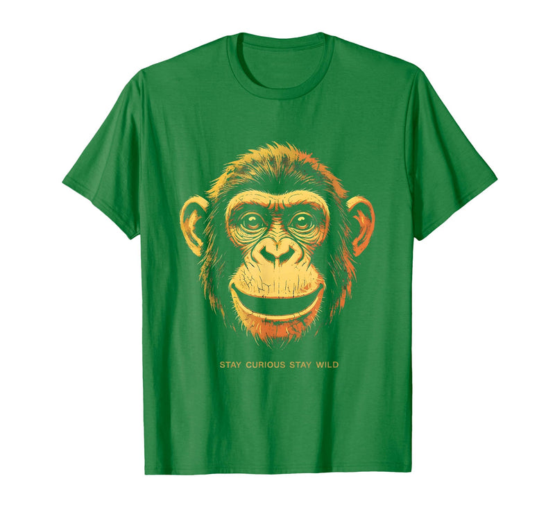 Mademark Stay Curious Stay Wild Monkey Graphic Design T-Shirt - Men - Kelly Green