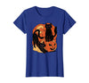 Halloween scary black cat Vintage Scary Halloween Black Cats and Pumpkin T-Shirt - Royal Blue