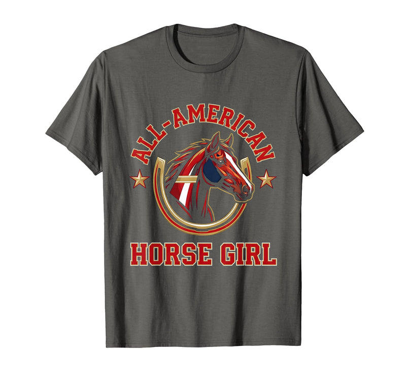 Mademark All-American Horse Girl Bold Varsity Horse Design T-Shirt - Men - Asphalt Grey