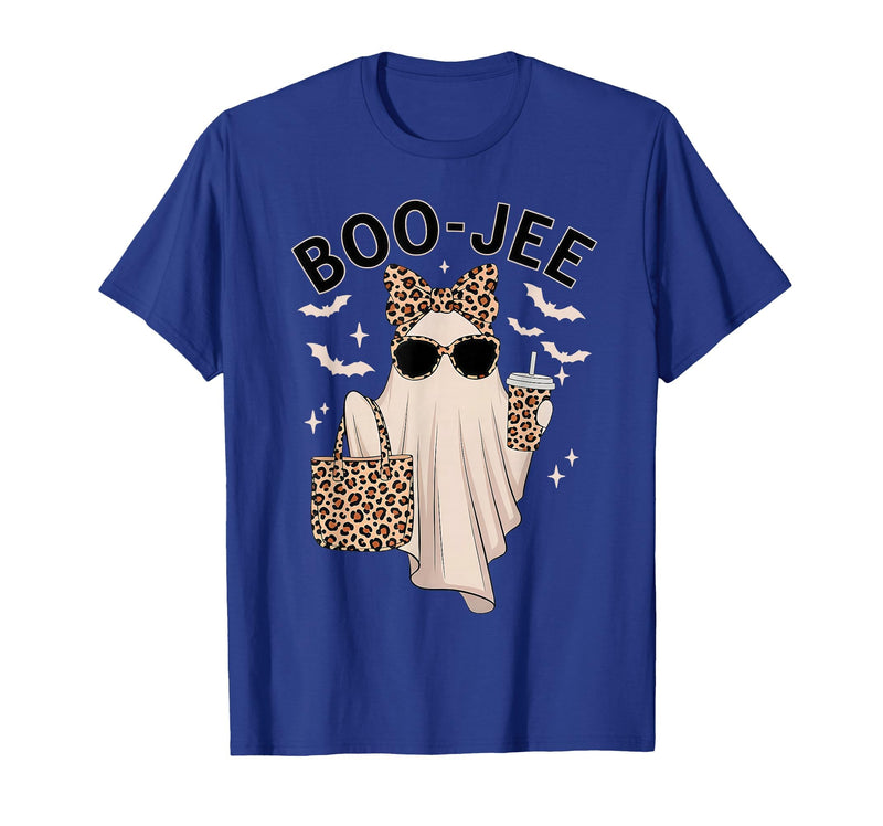 Halloween Boo-Jee Leopard Ghost Coquette Bow Coquette Leopard Ghost Coffee Boo-JEE Halloween Boujee Ghost T-Shirt - Royal