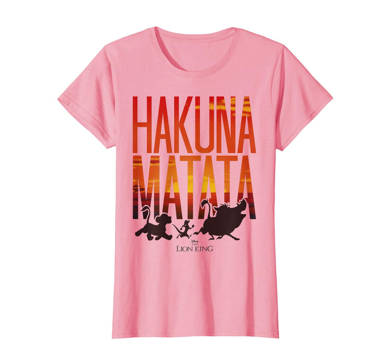 Disney Lion King Hakuna Matata Sunset Fill Trio Logo T-Shirt - Pink