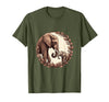 Mademark Elephant Mom and Baby Trunk Touch Pregnancy Tee T-Shirt - Men - Olive Green
