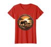 Mademark Elephant Herd Crossing Dusty Savanna Plain T-Shirt - Women - Red