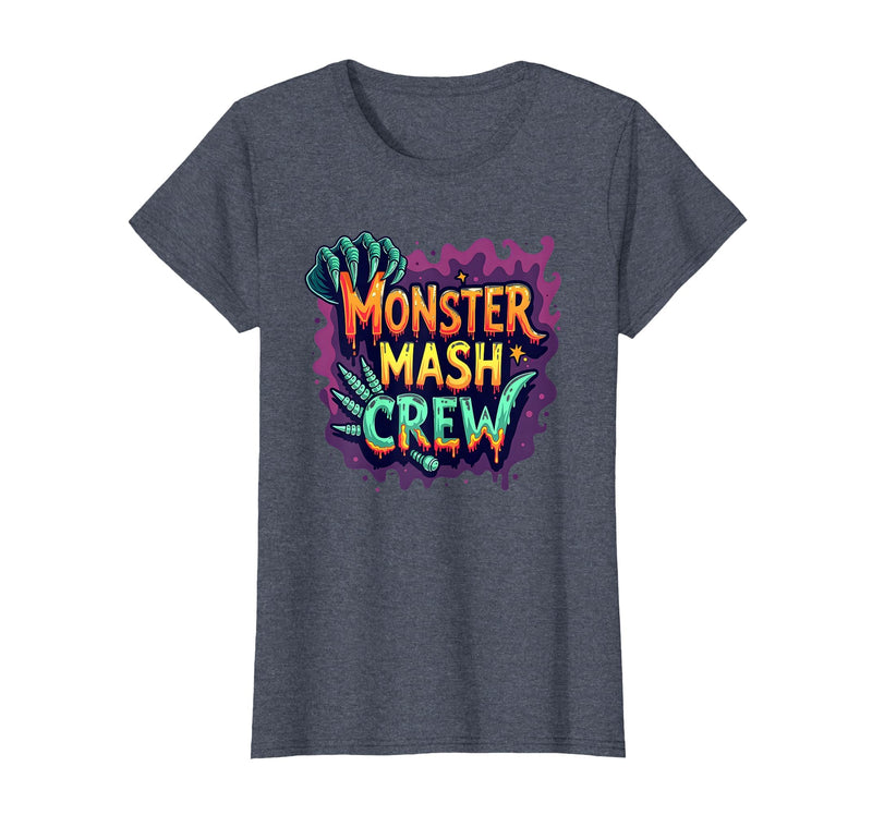 Mademark Halloween - Monsters & Creatures T-Shirt - Heather Blue-monster Mash Crew