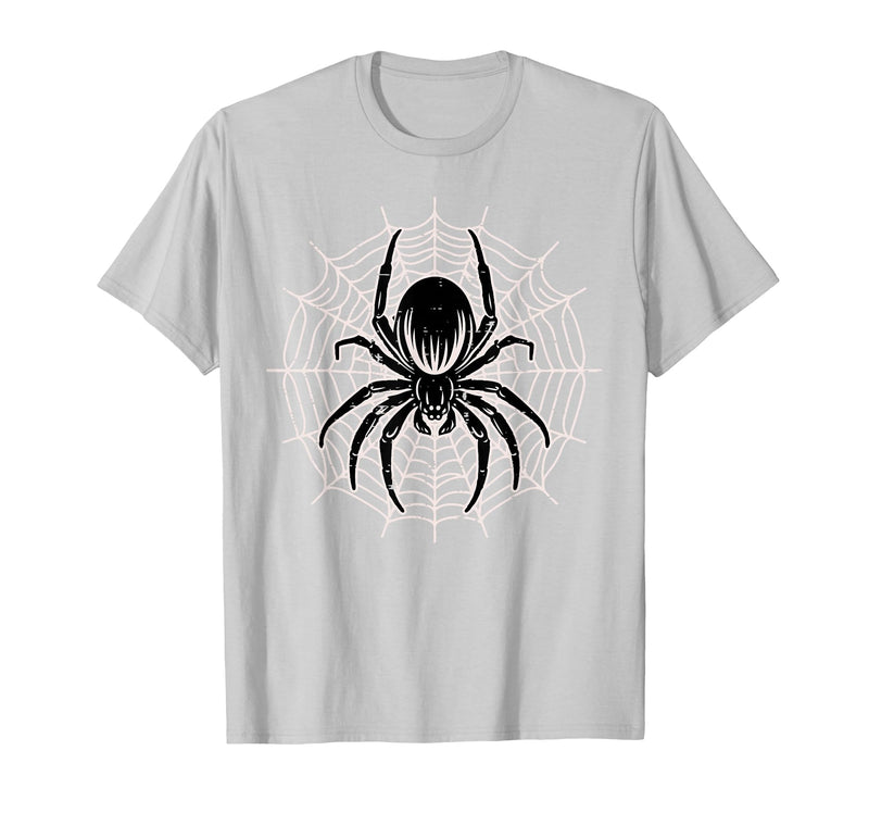 Halloween Shirts For Women Men Kids Boys Girls Halloween Spider with Web Vintage Costume Men Boys Kid Women T-Shirt - Silver