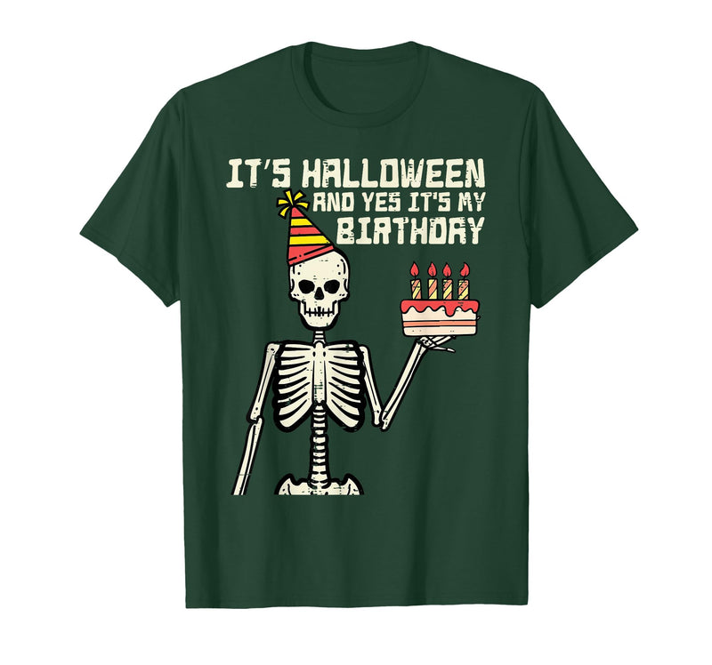 Halloween Shirts For Women Men Kids Boys Girls Its Halloween Yes My Birthday Skeleton Costume Men Women Kid T-Shirt - Dark