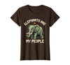 Mademark Elephants Are My People Pixel Art Design T-Shirt - Women - Brown