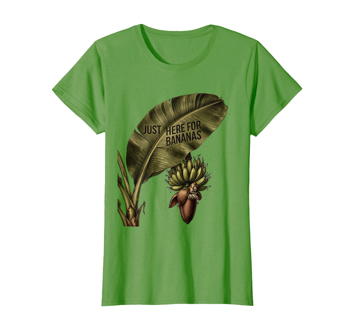 Mademark Just Here for Bananas Funny Monkey Design T-Shirt - Women - Grass Green