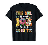 Rodent Birthday Costume Girl Costume 10 Double Digits Funny 10th Birthday Guinea Pig T-Shirt - Black