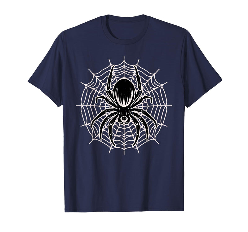 Halloween Shirts For Women Men Kids Boys Girls Halloween Spider with Web Vintage Costume Men Boys Kid Women T-Shirt - Navy