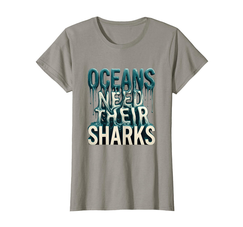 Mademark Oceans Need Their Sharks Marine Life Design T-Shirt - Slate Grey