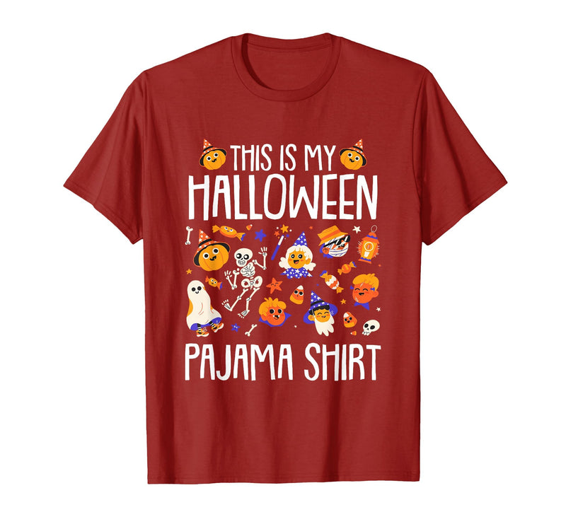 Halloween Shirts Costume Women Men Kids Pajama This is My Halloween Pajama Shirt Pumpkin Witch Skeleton T-Shirt - Cranberry