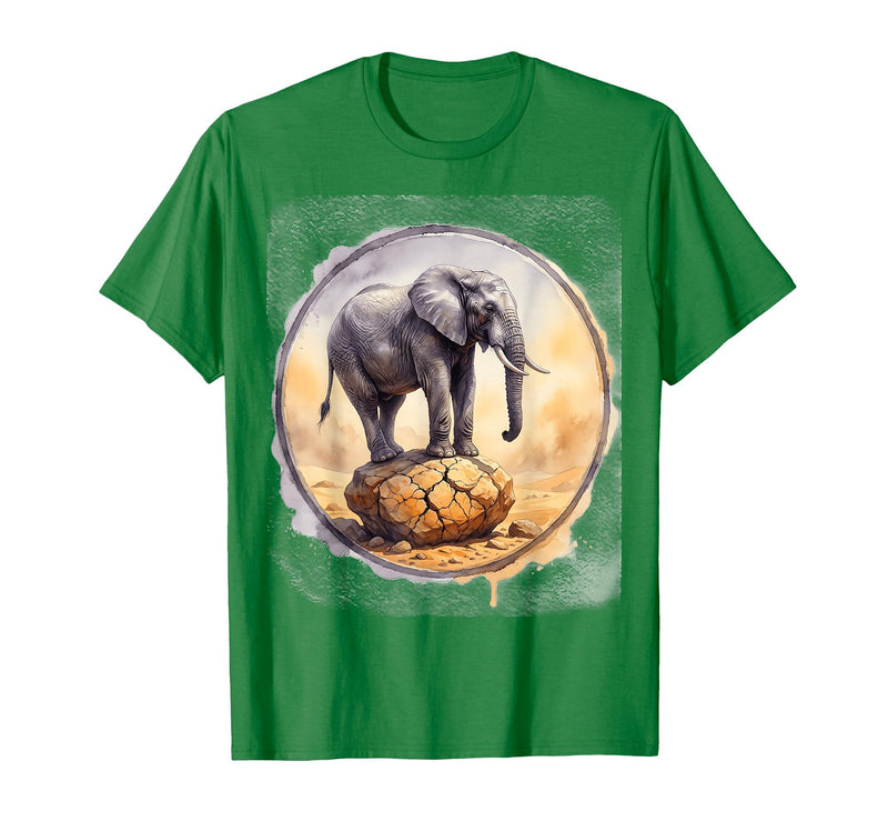 Mademark Elephant Balancing on Desert Rock Graphic T-Shirt - Men - Kelly Green