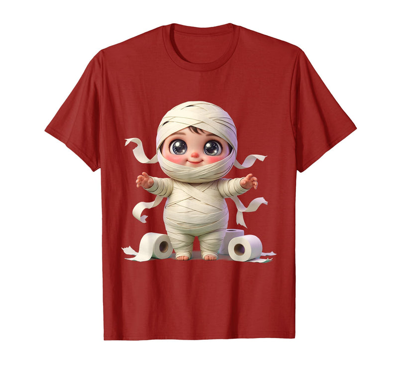 Mademark Kids Halloween Mummy Wrapped in Toilet Paper T-Shirt - Cranberry Red