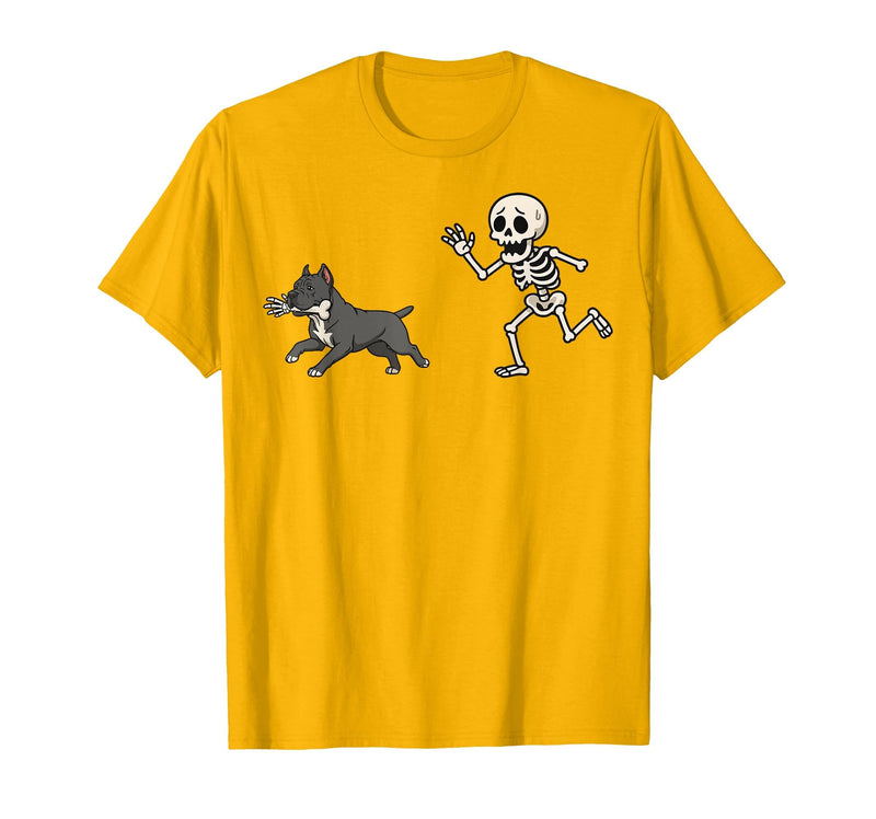 Pitbull Halloween Costume Funny Pitbull Skeleton Hand Halloween T-Shirt - Golden Yellow