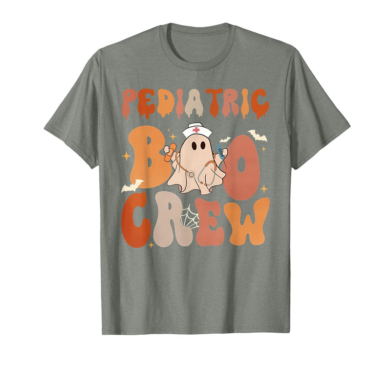 Funny Pediatric shirts for work Pediatric Nurse Shirt Halloween Pediatric Boo Crew T-Shirt - Olive Heather