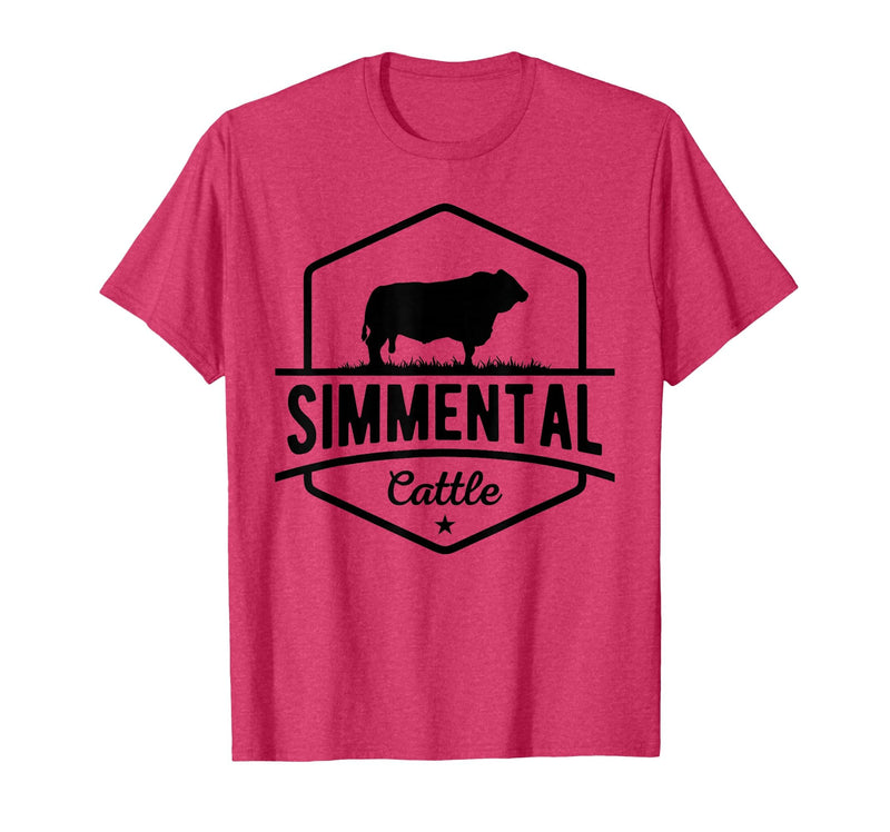 Funny Farmer Gift for Simmental Cattle Cow Farmer - Simmental Cattle T-Shirt - Red Heather