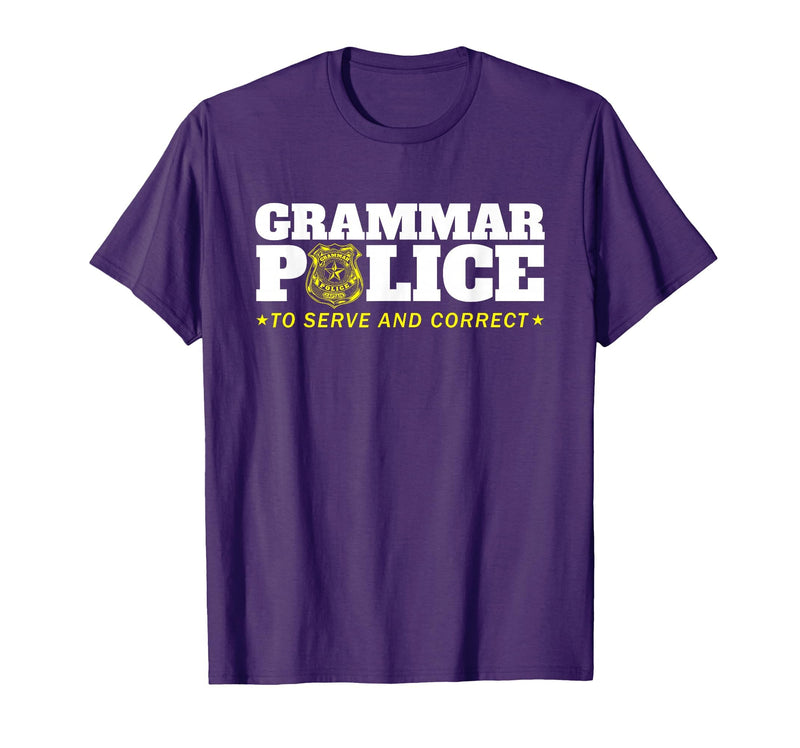 Easy Halloween Costume Top Shop Grammar Police Officer Funny Badge Halloween Costume T-Shirt - Purple
